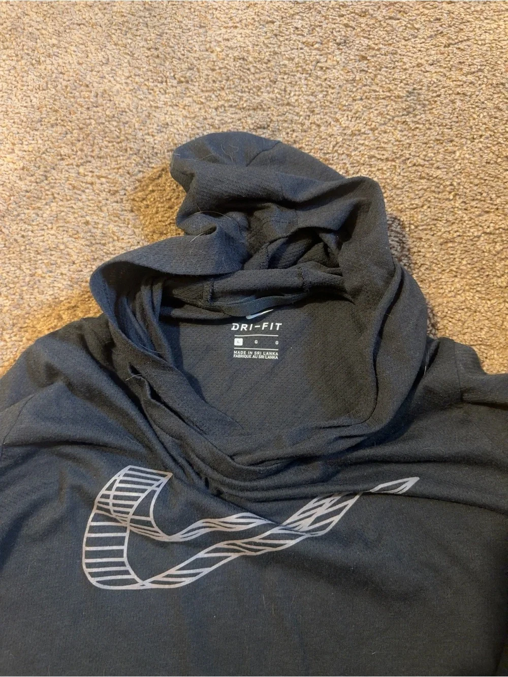 Nike Black Hoodie with Reflective Gray Swoosh